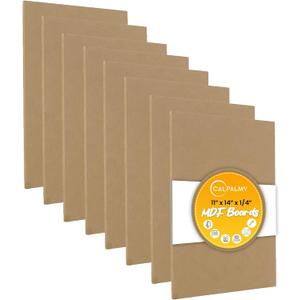 (8-Pack) CalPalmy 11 x 14 MDF Boards - 1/4 Thick Boards for Carpentry, Interior Design, Hobby Crafts, and More - with Smooth, Unfinished Sides and Sanded Edges