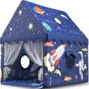 Kids Play Tent  Large Indoor Playhouse for Boys & Toddlers, Astronaut & Rocket Design, Navy Blue (554947)  Sturdy Poles, Battery Lights, Carry Bag, 2 Windows  CPSC Certified