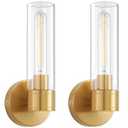 Brushed Gold Wireless Wall Sconce Set of 2, 12000 mAh Battery Operated Wall Lights with Remote Control, Rechargeable Dimmable Wall Lamps for Bedroom Bathroom Living Room Hallway Stairwell, 3000K