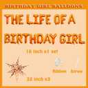 The Life of A Birthday Girl Balloons Banner Bright Orange Checkered Gingham Burst/Explosion Star Foil Balloons in My Music Era Singer Theme Decor Happy Birthday Party Decorations Supplies for Girl