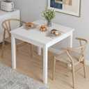 VECELO Square Dining Table for 2-4 People, 29"x29" Minimalist Kitchen Table with Sturdy Wooden Legs, Versatile Table Desk for Small Space,Dining Room,Living Room,Home Office,Easy Assembly,White, 29" x 29" x 30"
