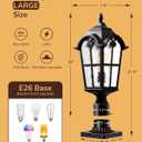 EDISHINE Large Size Dusk to Dawn Outdoor Post Light, 21.9'' H 120V Pole Light Fixture with Pier Mount Base, Waterproof Exterior Lamp Post Lantern Head for Yard, Driveway, Fence, Black, Hardwired