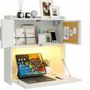ARTETHYS Wall Mounted Desk Folding with Light Drop Down Hanging Desk, 23.4x16.9x24.4 inches