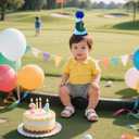 2 x Tinoaly Golf 1st Birthday Hat, Hole in One Party Decorations for Boys First Birthday Celebration Accessories Golf Themed Party Supplies (Blue)