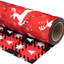 Ulmasinn Reversible Christmas Wrapping Paper - 17" x33ft Double Sided, Red Nordic Reindeer & Snowflake, Heavy Duty & Wrinkle-Free, Xmas Gift Wrap for Presents