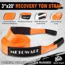 METOWARE Heavy Duty Tow Strap Recovery Kit - 3" x 20ft(35,000lbs) Tree Saver Winch Strap + 3/4" D Ring Shackles(2pcs) + Storage Bag - Truck, SUV, ATV Off Road Towing Strap Kit
