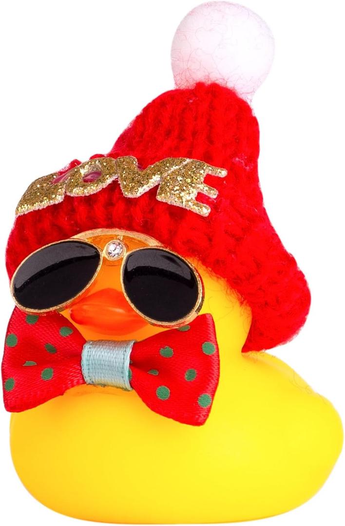 Rubber Duck Car Ornaments Yellow Ducks Car Dashboard Decorations for Christmas Decor and Home Decorations with Mini Hat Scarf and Sunglasses (B15)