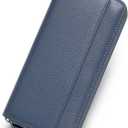 Wallets for Women RFID Blocking Real Leather Extra Long Large Capacity Zipper Clutch Wallet with 18 Card Slots,Navy Blue