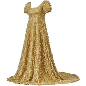 MyheroCos Regency Dress Women's Blue Lace Dress Yellow-XL