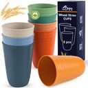 HOTEC 8-Pack 15oz Plastic Cups, BPA-Free Reusable Drinking Cup set, Unbreakable Tumblers, Dishwasher Safe Water Plastic Glasses, Multicolor