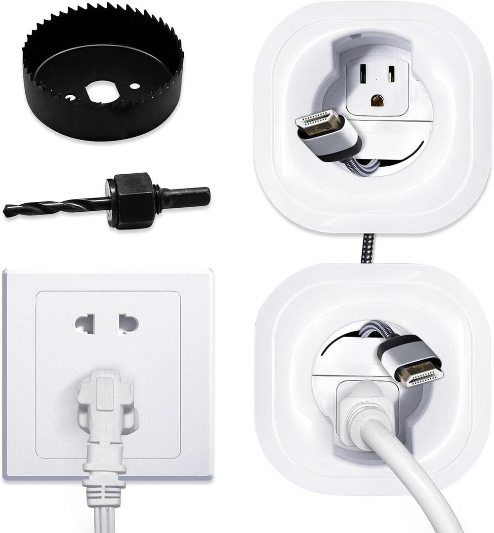 in-Wall Cable Management Kit, Wire Manager for Power and Low Voltage Cables, Tv Cord Hider for Wall-Mounted Tvs, Tv Cable Concealment Kit with Hole Saw Drill Bit Attachment