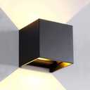 LANFU LED Aluminum Waterproof Outdoor Wall Sconce, 100-277V 3000K Outdoor Cube Square Wall Light Warm Light 2 LEDs Black 6W Outside Wall Lights for House Patio