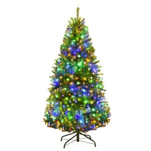 4Ft Pre-Lit Artificial Christmas Tree Hinged 100 LED Lights - Green