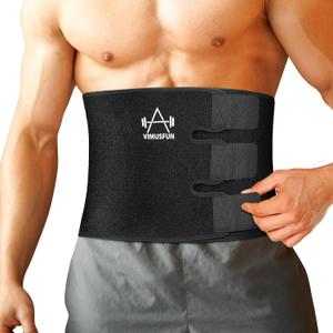 Waist Trimmer Belt Men Sweat Band Stomach Wrap, Waist Trainer for Women Workout (Belt M-8.5"Width x 39"Length, Black)