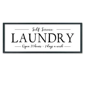 Framed Laundry Room Sign, 32 x 12 Inch, Black