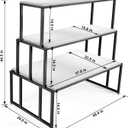 3-Tier Display Table & Heavy Duty Display Riser Stand for Shoes, Handbags, Clothing, Iron and Wood Black Store Display for Retail Boutique, Home Organization Supplies