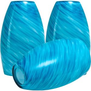 GO&SO Ocean-Blue Gradient Pendant Lights Kitchen Island 3 Pack,Hand-Blown Fluid Flow Texture, 7.8"H Art Oval Fixture,1.57" Fitter, E26 Base,for Hanging Light Fixtures & Mini Chandelier Replacement Set