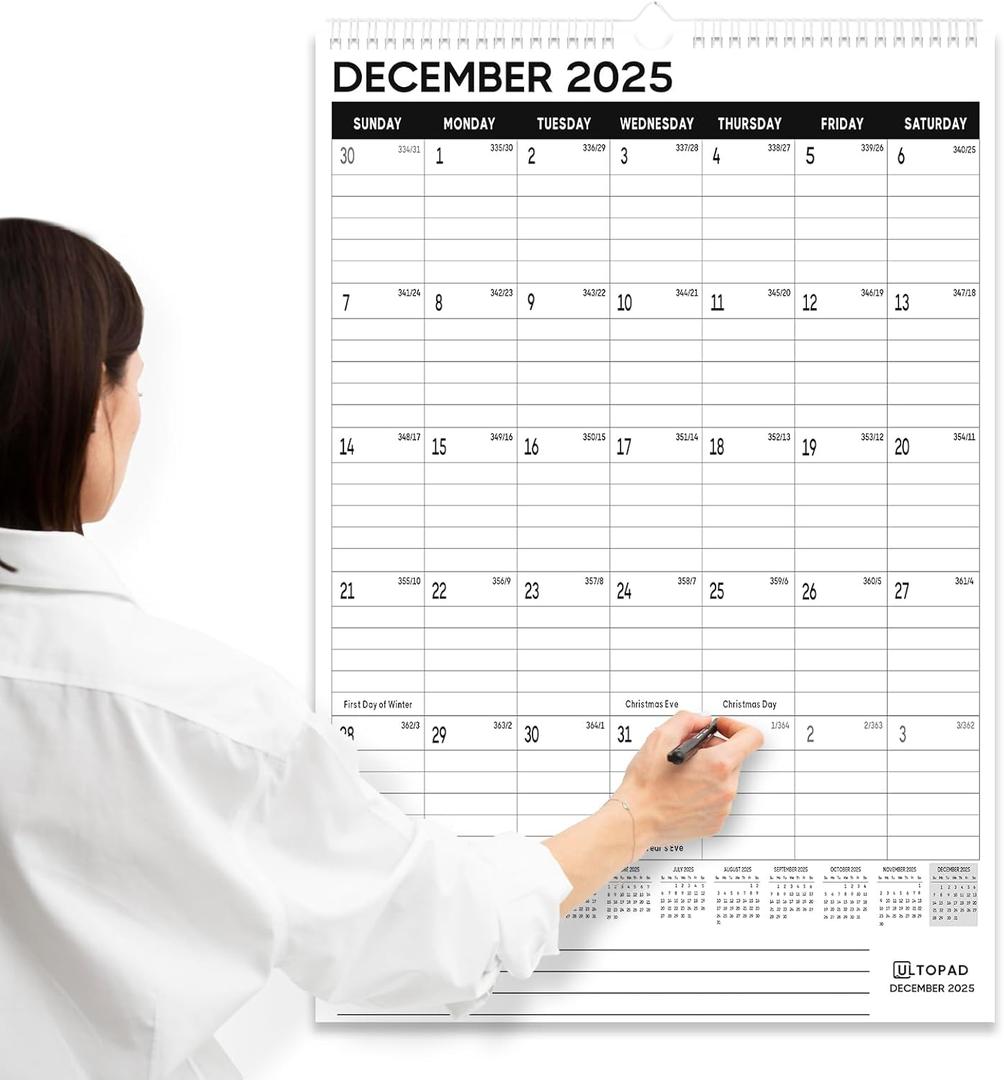 Wall Calendar 2025-2026, 21 Months Calendar Runs from October 2025 to June 2027 - Large 22.75" x 15.5" Vertical Monthly Calendar for Office, Home, or School, Black