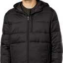 Cole Haan Men's Hooded Nylon Puffer Jacket (Large, Black)
