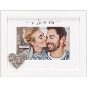 Malden International Designs 4x6 Better Together Picture Frame Raised Dark Gray Rustic Wood Outer Moulding White Routed Rustic Wood Mat White MDF Attachment With Gray Screenprinted Text
