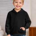 Haloumoning Baby Toddler Kid Boy Hooded Sweatshirts Fleece Hoodies Ear Hoodie Pullover Clothes with Pocket 1-8 Years (Black)