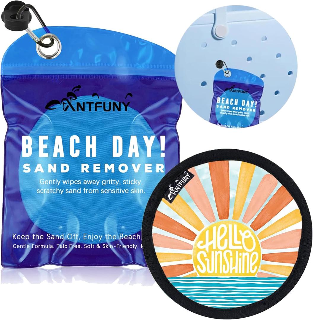 Sand Remover for Beach Cleaner Eraser for Family Wipe Off Mitt Duster Brush Vacation Trip Hawaii Honeymoon Essential Gift Costa Rica Must Haves Resort Rio de Janeiro Punta Cana Beach Towel Sunshine (1 Pack Sunshine)