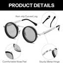 FEISEDY Adjustable Tint Sunglasses Polarized Men, 1-9 Gear Manual Dimming, Steampunk Round Metal Frame UV400 ND Filter B1400 (M)