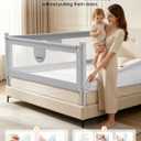 omzer 3-Piece King Size Bed Rails for Toddlers with Pocket
3 Pack 78.74"x78.74"x74.8", Height Adjustable, Pocket Storage, Non-toxic Oxford Fabric, Three-Sided Protection, Grey