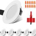 RV Boat Recessed Ceiling Light 6 Pack 12V LED Puck Light with Hole Puncher DC 12V 3W Full Aluminum Downlights for Under Cabinet Camper Vans RV Interior Lighting,5500-6000k (Cool White,White)