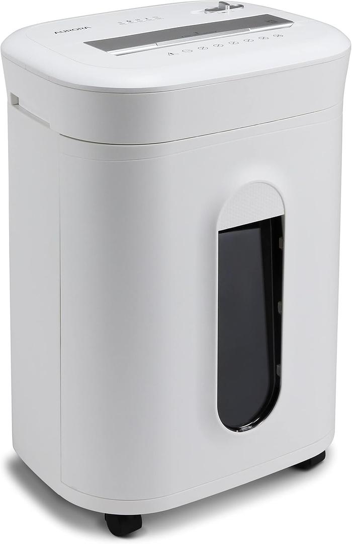 Aurora Professional Grade 10-Sheet High Security Micro-Cut Paper and Credit Card Shredder/ 60 Minutes/Security Level P-5, White