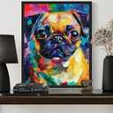 aj decor Pug Colorful Abstract Unframed Wall Art Print Poster, Dog Pet Lover Picture Painting Artwork Bedroom Living Room Office Dining Room 151H (Pug Colorful Abstract, 20" L x 16" W, Unframed)