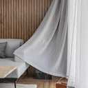 Home Brilliant Striped Curtains Sheer Small Window Voile Panels for Bedroom Curtain, Set of 2, 54 Inch x 45 Inch, Light Grey