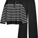 LILLUSORY Women's 2 Piece Lounge Sets Oversized Slouchy Matching Cozy Knit Sets ,Size Large