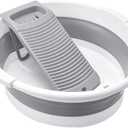 Large Collapsible Washboard Basin for Hand Washing Clothes - Portable Laundry Tub with Scrubber, Durable & Sturdy, Foldable Space-Saver, Ideal for Home, Travel, and Camping (Gray)