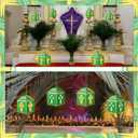 Simgoing 12 Sets Palm Sunday Crafts with LED Candles Easter Religious Palm Leaf Cross Tissue Paper Lanterns Craft Kits Sunday School Religious Holy Week Hanging for Easter Party Activities
