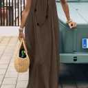 Womens Summer Casual Sleeveless Backless Cami Sundress 2026 Vacation House Dress (Brown)