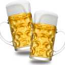 Yesland 2 Pack Beer Mug for Freezer, 1.2 L /40 oz Glass Beer Stein Mugs with Handle Large Heavy-Duty Beer Cups Drinking Glassware Pub Drinking Mugs for Bar, Alcohol, Beverages, Men, Clear