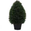Vickerman 24" Artificial Potted Cedar Teardrop Shaped Bush - Realistic Faux Cedar Topiary Decoration - for Indoor/Outdoor Use - Reliable and Durable (24-Inch)