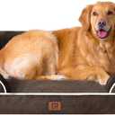 EHEYCIGA Orthopedic Dog Beds for Extra Large Dogs, Waterproof Memory Foam XL Dog Bed with Sides, Non-Slip Bottom and Egg-Crate Foam Big Pet Couch Bed with Washable Removable Cover, Brown (44.0"L x 32.0"W x 6.5"Th)