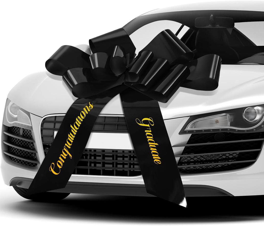 Chunful 30 Inch Graduate Car Bow Large Gift Bow for Cars 2026 Congratulations Graduate Decoration Gift Wrapping Ornament for Present Birthday Party(Black)