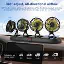 Portable 4-Head Car Cooling Fan - 3-Speed Adjustable, 360 Rotating, Cigarette Lighter Plug, Powerful Airflow for Vehicles, RVs, and SUVs