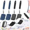 Gejoy 4 Pcs Silicone Cookie Spatula Turner Mini Brownie Spatula Flexible Silicone Spatulas Nonstick Cookware Heat Resistant No Scratch Flipper Baking Utensils for Egg Pancake(Blue, Gray)