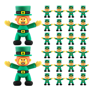 Hanaive 24 Pcs St Patricks Day Leprechaun Figurine Mini Leprechaun Toys PVC Miniature Irish Figurines Green Decor for St Patricks Day Party Hide and Seek Garden Table Decorations, 2.4 x 2.4 Inche
