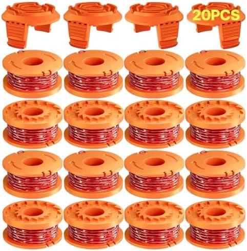 16 Pack (WA0010)Replacement Trimmer Line Spool Compatible with Worx Weed Eater, 0.065 inch Trimmer Line Refills for Worx Trimmer,Weed Wacker String Replacement Parts(16 Trimmer Spools,4 Trimmer Caps)