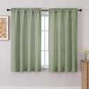 Chyhomenyc Green Curtains 54 Inch Length for Living Room, Light Filtering Faux Linen Slub Textured Window Curtains, Soft Airy Privacy Rod Pocket Curtain for Bedroom, 42Wx54L, 2PCS