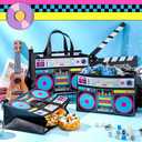 24 Pcs 80s90s Party Favor Bags Non Woven Retro Radio Grocery Bags for Hip Hop Birthday Disco Rock Party (Black)