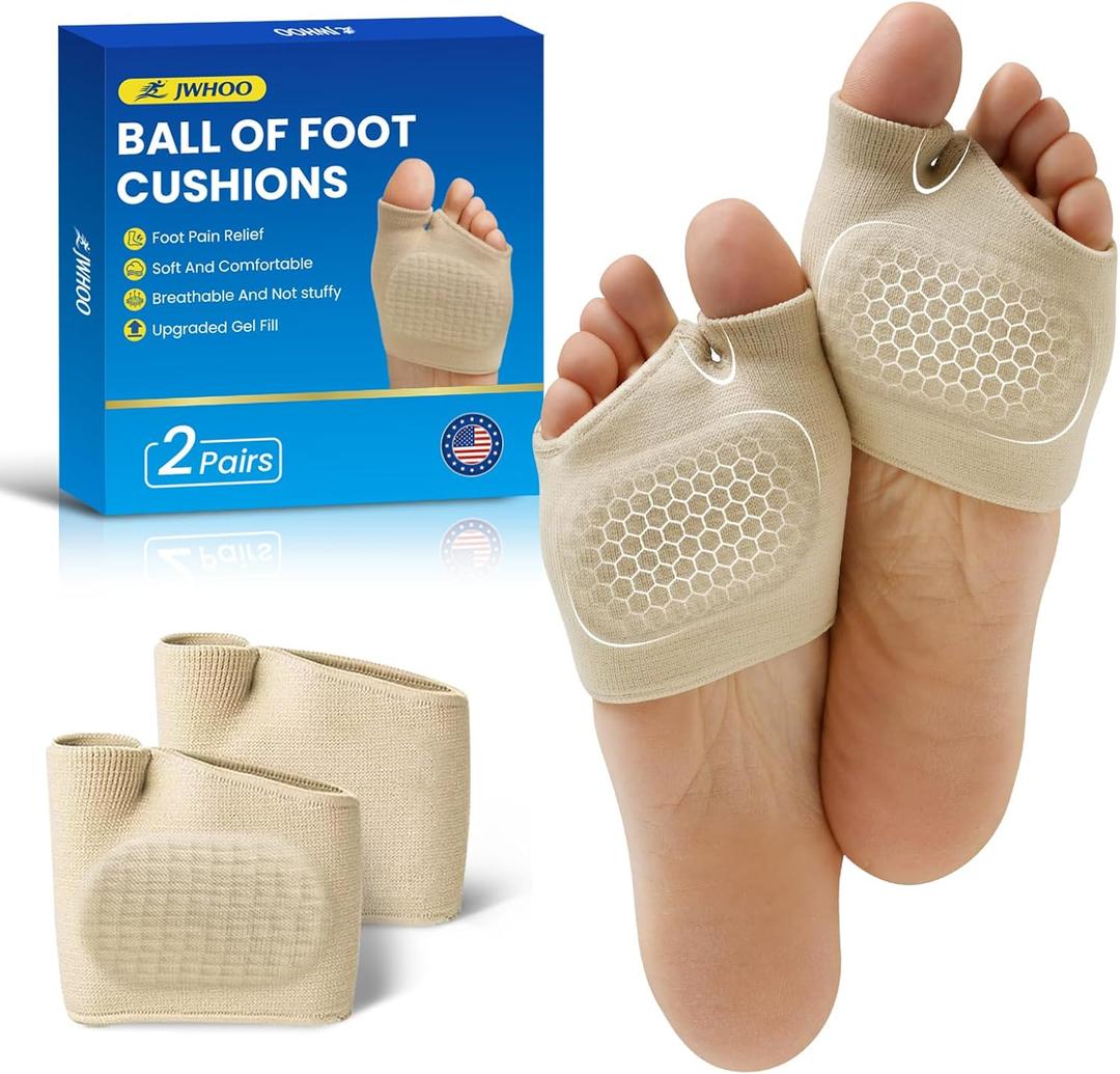 Metatarsal Pads Ball Foot Cushion - 2 Pairs Ball of Foot Cushion with Gel for Pain Relief, Morton's Neuroma & Metatarsalgia, Metatarsal Pads for Women & Men Standing, Running, Walking - Large
