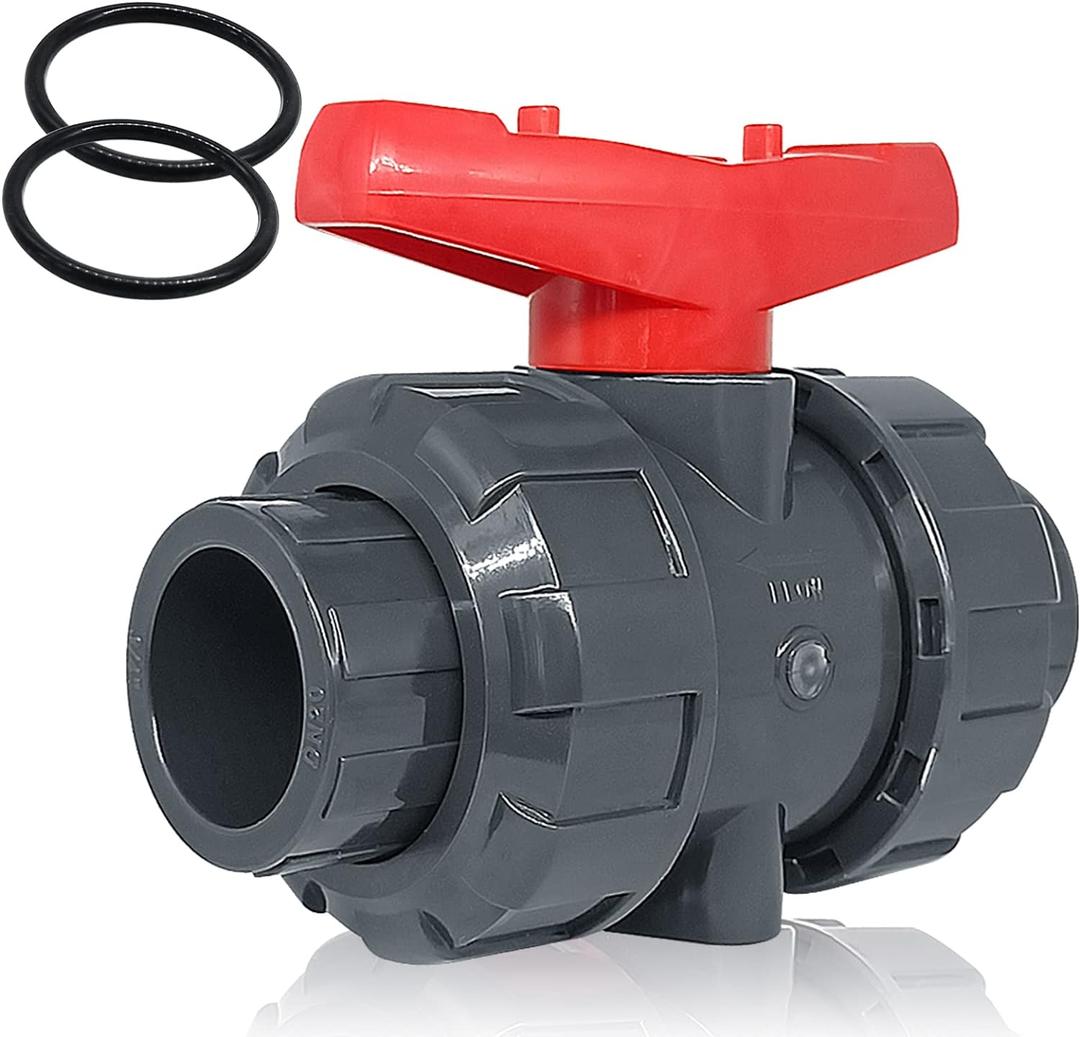 PVC Union Ball Valve, 2" Inch (DN50) True Union Full Flow Ball Valve with ASTM EPDM O-ring, Slip Socket, Full Port for Water System