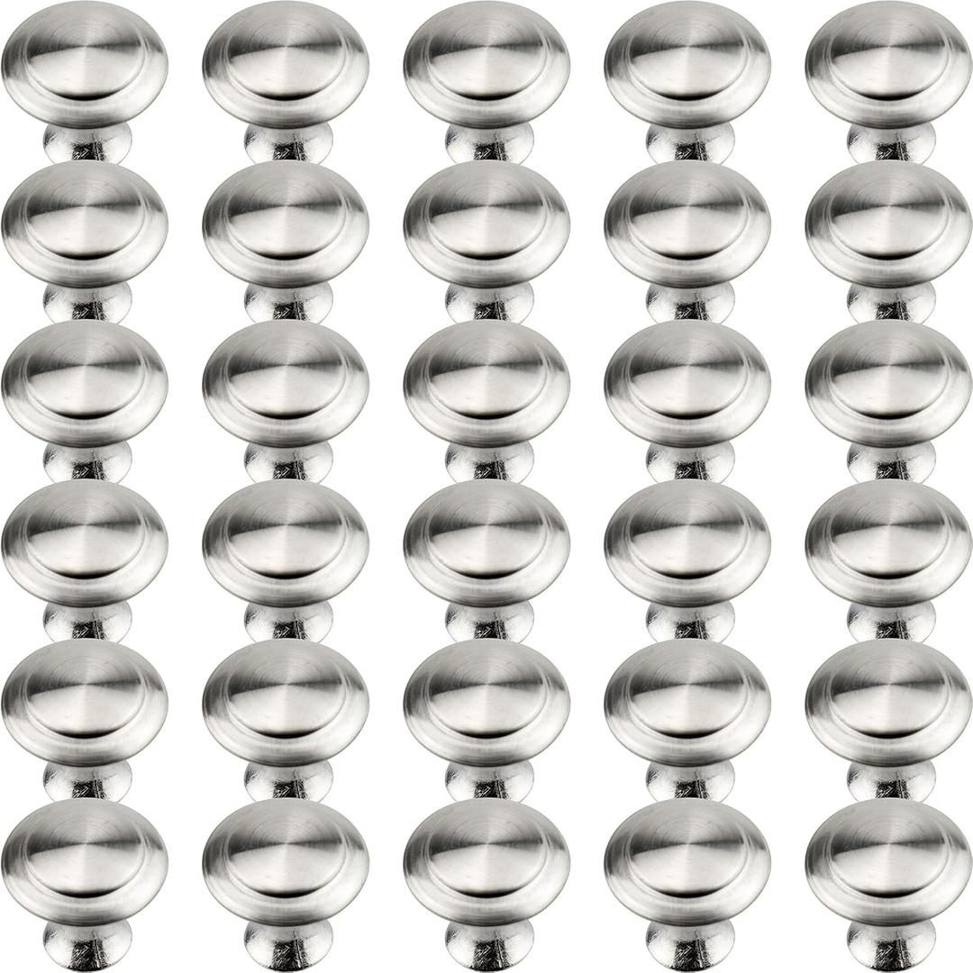 IFAMIO 30 Pack Kitchen Cabinet Knobs Round Cupboard Handles Stainless Steel Kitchen Cabinet Drawer Pulls for Cupboard Door Bedroom Bathroom Wardrobe Dresser Drawer