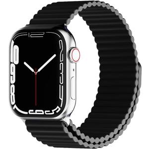 HeiKe Magnetic Silicone Band for Apple Watch Band 49mm 46mm 45mm 44mm 42mm 41mm 40mm 38mm for Men Women,Sport Loop iWatch Wristband Strap for Apple Watch Ultra 3 2 1 SE Series 11 10 9 8 7 6 5 4 3 2 1 (Black)